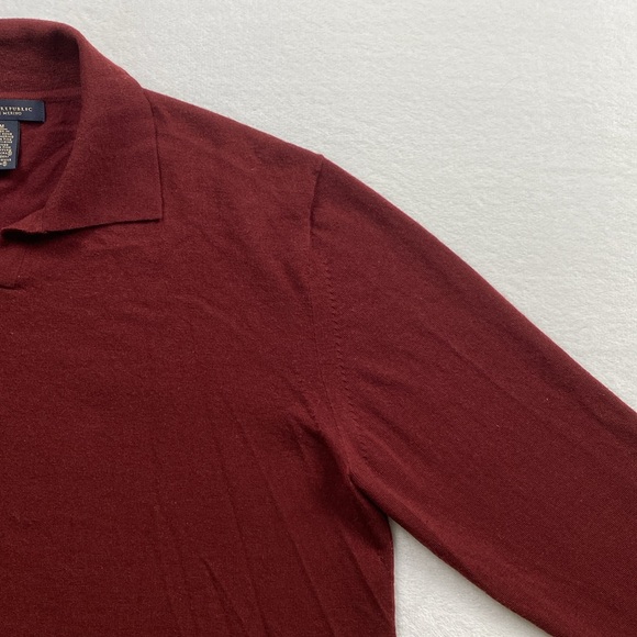 Banana Republic Stretch Merino Wool Blend Johnny Collar Long Sleeve Sweater Polo - Picture 8 of 16